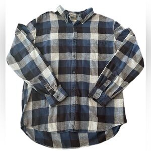 The Foundry Supply Co. Blue and Gray Plaid Flannel Shirt